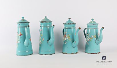 Set of four coffee makers with their truncated...