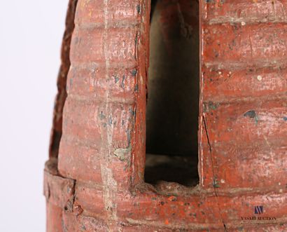 Overjug in red painted wood with carved and...