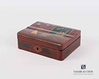 Rectangular box of boiled cardboard lacquered...