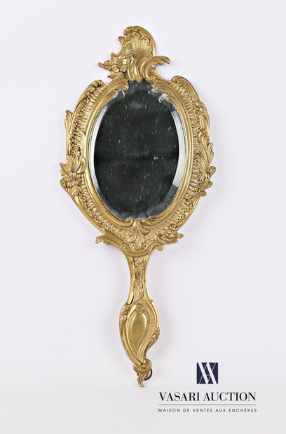 Face to hand in bronze, the mirror with a...