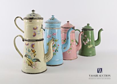 Set of four coffee pots and their truncated...