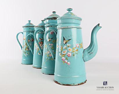 Set of four coffee makers with their truncated...