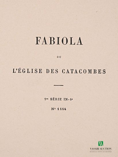WISEMAN Cardinal - Fabiola ou l'église des...
