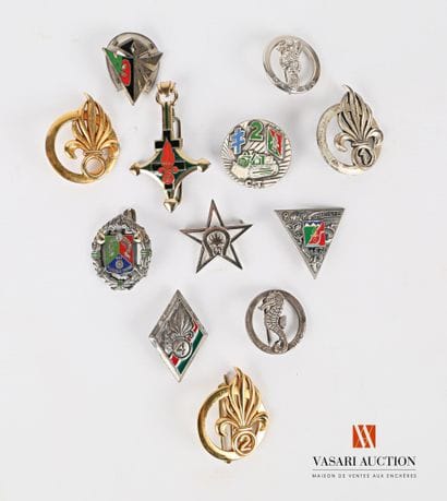 Set of Foreign Legion unit badges: three...
