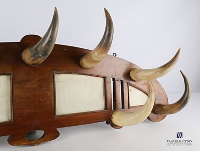 Mantle stand in molded natural wood with...