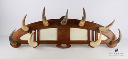 Mantle stand in molded natural wood with...