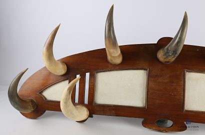 Mantle stand in molded natural wood with...