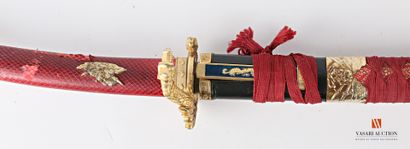 Katana, lame à gorge de 69,5 cm, tsuka gainée...