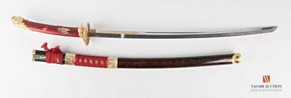 Katana, lame à gorge de 69,5 cm, tsuka gainée...