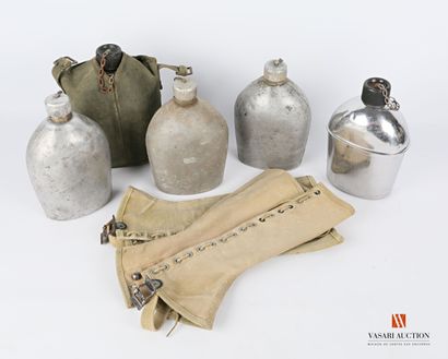 Trois bidons individuels de soldat américain,...