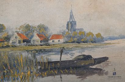 SANDERS (20th century)

Village by the River

Oil...
