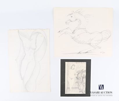 Lot of three pencil drawings :

- CASADO...