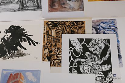 Lot of twelve reproductions on paper or cardboard...