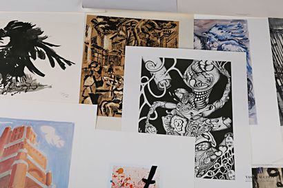 Lot of twelve reproductions on paper or cardboard...