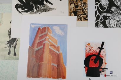 Lot of twelve reproductions on paper or cardboard...