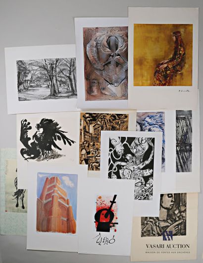 Lot of twelve reproductions on paper or cardboard...