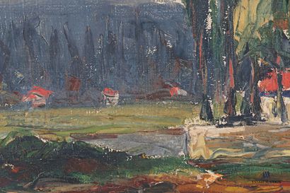 ANONYMOUS

View of a Southern Hamlet 

Oil...