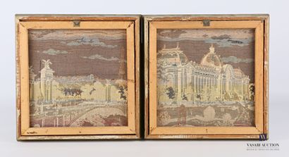 Two framed canvases, one showing a view of...