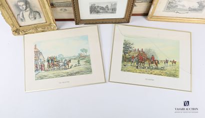
Lot comprising eight framed pieces and three...