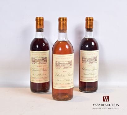 3 bottles Château BARET Graves white 1970

	And....