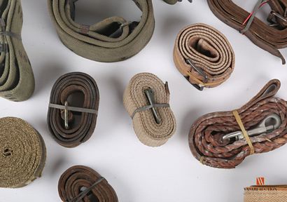 Set of military belts, brelage pieces, military...