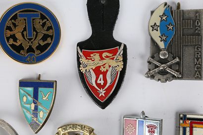 Set of various unit badges: ALAT, TRANSMISSION,...