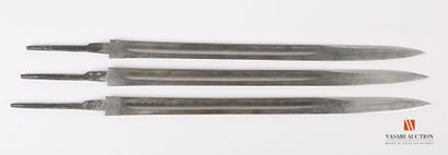 Three export bayonet blades, marked on the...