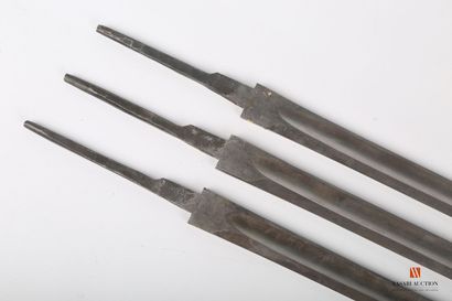 Three export bayonet blades, marked on the...