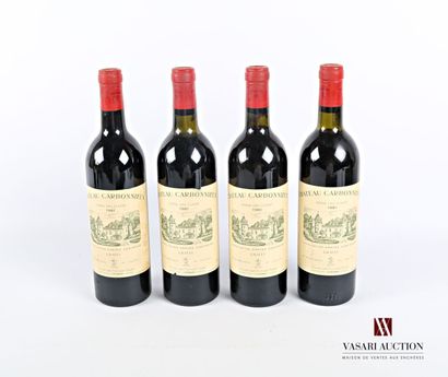 4 bouteilles	Château CARBONNIEUX	Graves GCC	1981

	Et....