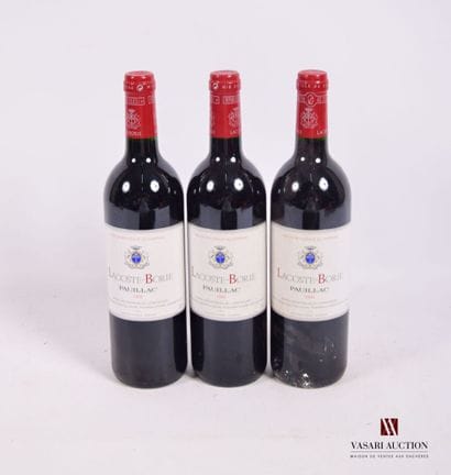 3 Bouteilles	LACOSTE BORIE	Pauillac	1999

	Et....
