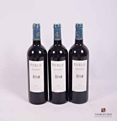 3 Bouteilles	Château FONTESTEAU	Pauillac	2003

	E....