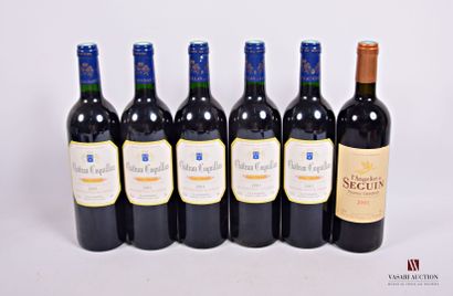Lot of 6 bottles including :

5 Bottles Château...