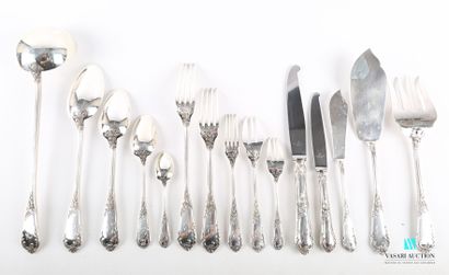 Silver household set of 124 pieces, the handle...