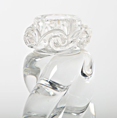 BACCARAT
Pair of translucent crystal candlesticks,...
