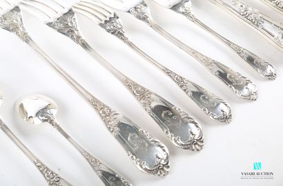 Silver household set of 124 pieces, the handle...