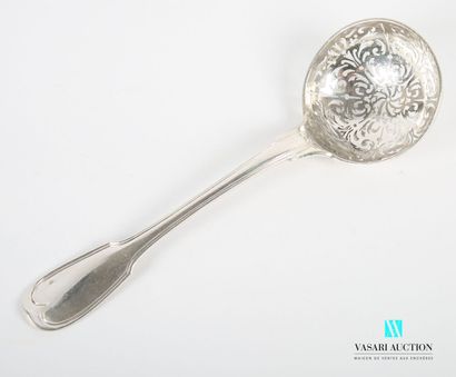 Silver sprinkling spoon, the handle hemmed...