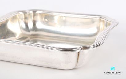 Square silver bowl, the edge pinched in the...