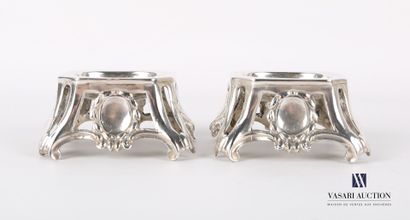 Pair of silver saltcellars of rectangular...