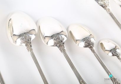 Silver household set of 124 pieces, the handle...