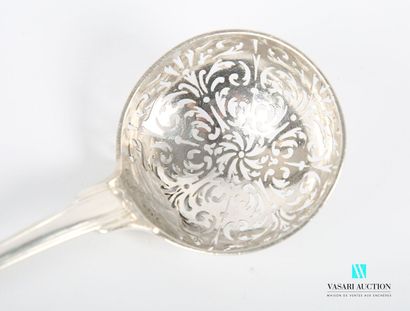 Silver sprinkling spoon, the handle hemmed...
