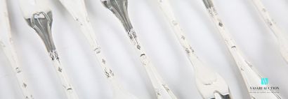 Suite of twelve silver snail forks, the handle...