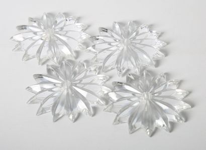 BACCARAT
Four crystal candle holders, round...