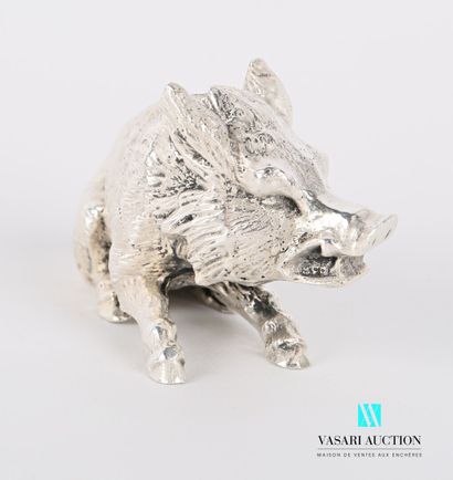 Silver subject representing a boar sitting.
Height...