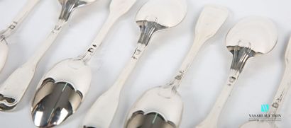 Set of twelve silver mocha spoons, the handle...