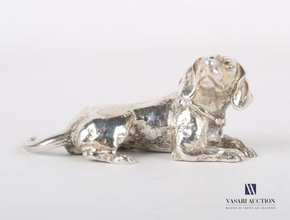 Silver subject representing a spaniel lying...