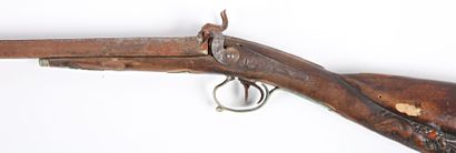 Fusil de chasse à percussion, canons en table,...