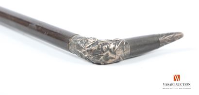 Rosewood cane with wooden and silver knob,...