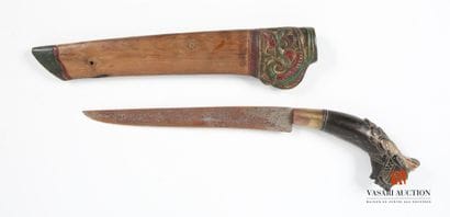 Couteau indonésien, lame droite à dos plat...