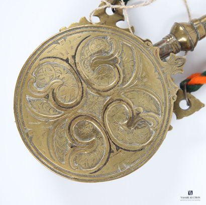 Bronze powder flask decorated with stylized...