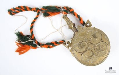 Bronze powder flask decorated with stylized...